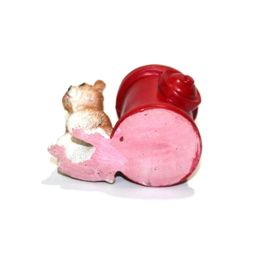 Boxer Puppy Dog Red Fire Hydrant Pencil Holder Office Desk Accessory 3.5